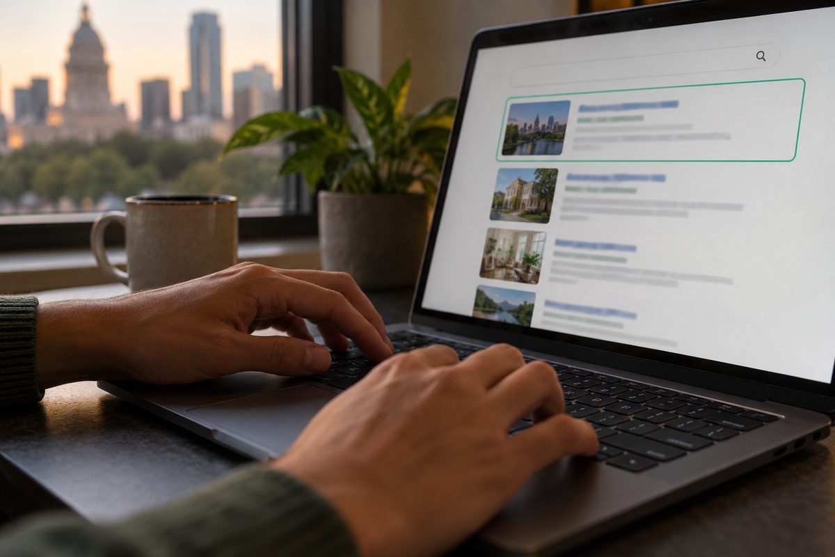 Keyboard navigation with a visible focus outline in search results