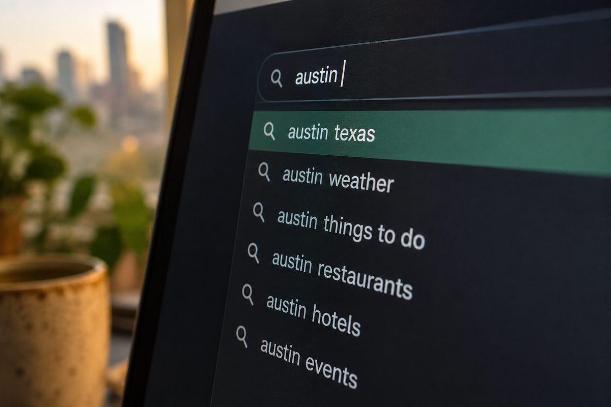 Suggestion rows beneath a search input on a screen