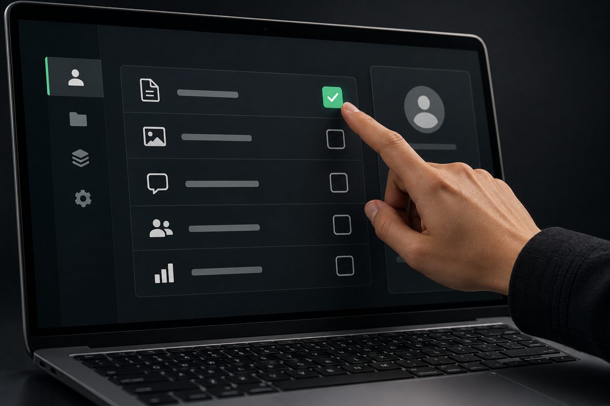 Illustrative record permission controls on a display